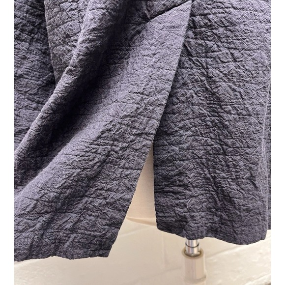 Eileen Fisher Mandarin Collar Jacket Medium Blue Frog Closure Long Textured - Picture 6 of 9